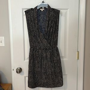 Maison Jules Navy & Beige Polka Dot Sleeveless Dress Size M